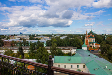 top view of the old city on a summer day against a cloudy blue sky in Yaroslavl Russia