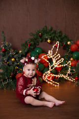little baby on christmas tree