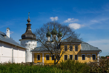 panoramic view of the old city with historical architecture against the blue sky on a clear summer day and space for copying in Rostov Yaroslavl region Russia