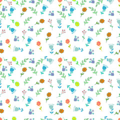 Multicolored flowers seamless pattern. Vector illustration.