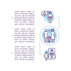 Fototapeta na wymiar Family planning concept icon with text. Childbirth and pregnancy. Sexual education PPT page vector template. Human reproduction brochure, magazine, booklet design element with linear illustrations