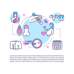Reproductive health concept icon with text. Sexual education PPT page vector template. Human physiology and childbirth brochure, magazine, booklet design element with linear illustrations