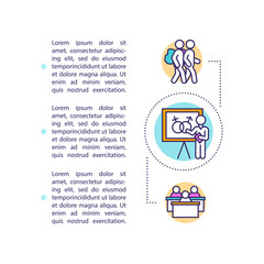 Sexual education in schools concept icon with text. Teaching kids about human physiology and sexuality. PPT page vector template. Brochure, magazine, booklet design element with linear illustrations