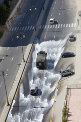 War machine disinfects city streets