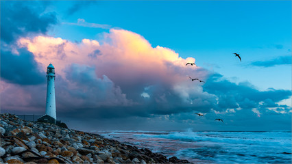 Slangkop Lighthouse, Kommetjie, Cape Town, South Africa at sunset