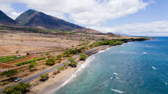Aerial shot above mile marker 19 on Maui