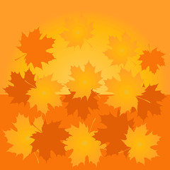 Naklejka na ściany i meble Autumn Background. Maple yellow and orange Leaves on a yellow background. Vector illustration in Flat style.