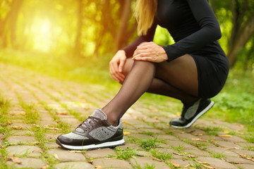 woman sneakers outdoor close up