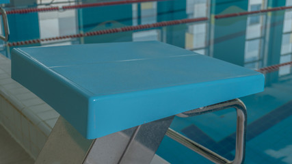 Sports pool deep water paths in the water, surface shooting morning sunrise