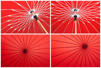 Fragments of red umbrella