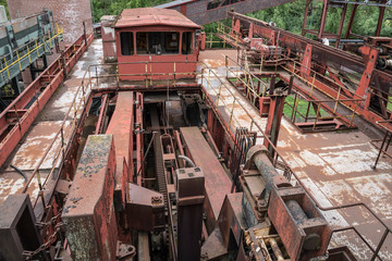 Machinery in a abandoned coal mine.