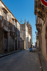 Fototapeta na wymiar Palma di Montechiaro, Agrigento. View of the main street. Summer 2020.