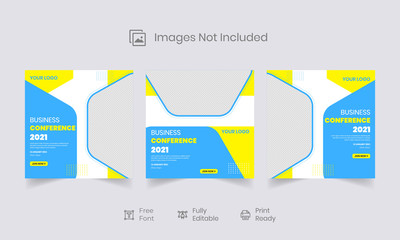 Digital Business Marketing Social Media Banner and square flyer poster. Annual business conference Web Banner Stories Ads
