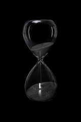 Hourglass isolated on black background