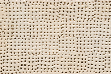 Traditionelles Lochmuster auf hessischer Lehmputzfassade