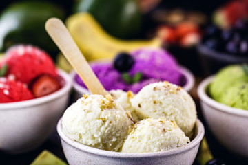 vegan banana ice cream, made with frozen banana without added sugar or dairy.