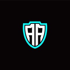 Initial A A letter with shield modern style logo template vector