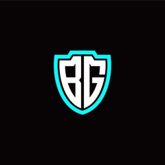Initial B G letter with shield modern style logo template vector