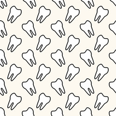 Vector seamless geometric pattern with teeth. Dental medical background for decoration, digital paper, textile. Minimalistic style backdrop for web
