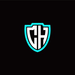 Initial C H letter with shield modern style logo template vector