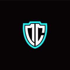 Initial D C letter with shield modern style logo template vector