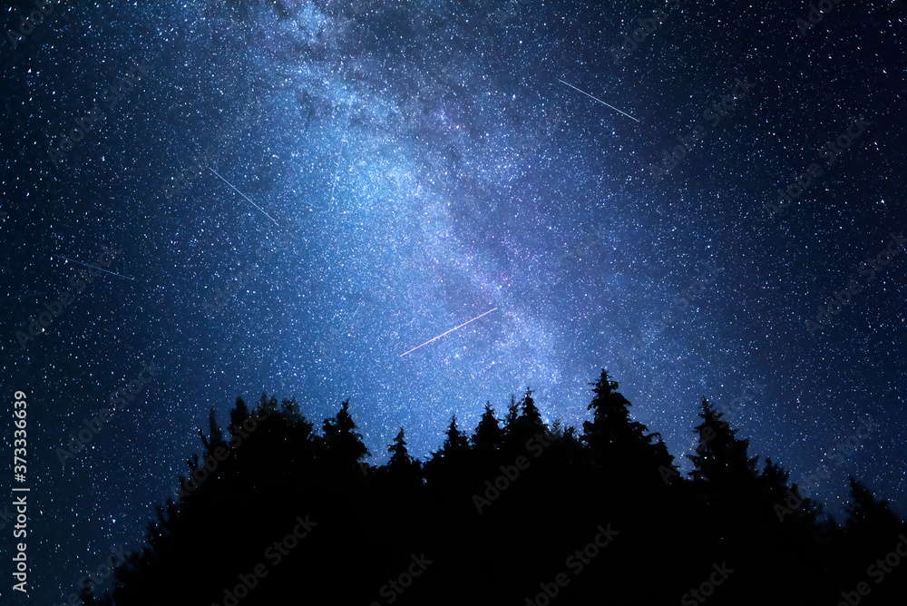 Wall mural milky way galaxy. this long exposure astronomical photograph taken in the middle of the night.