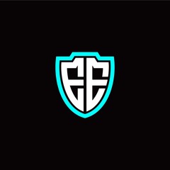 Initial E E letter with shield modern style logo template vector