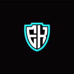 Initial E K letter with shield modern style logo template vector