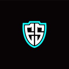 Initial E S letter with shield modern style logo template vector