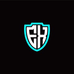 Initial E X letter with shield modern style logo template vector