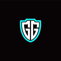 Initial G G letter with shield modern style logo template vector