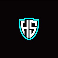 Initial H S letter with shield modern style logo template vector