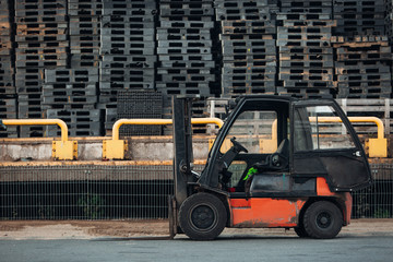 Pallet stacker truck at the port