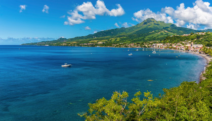 A panorama view towards Saint Pierre and the volcano, Mount Pelee in Martinique © Nicola