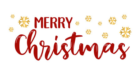 Merry Christmas quote  as logo or header. Celebration Lettering for poster, card, invitation, banner, label, flyer.