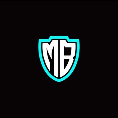 Initial M B letter with shield modern style logo template vector