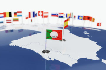 Obraz premium Coronavirus medical surgical face mask on the Portuguese national flag