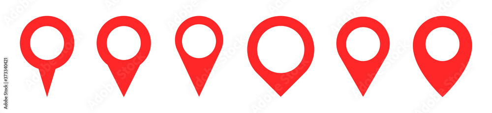 Poster collection map markers. set of red circle pointers. map pin icon. vector eps10 illustration.