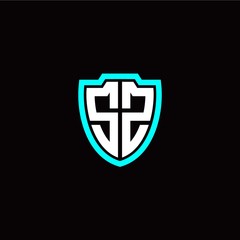 Initial S Z letter with shield modern style logo template vector