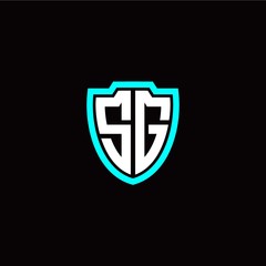 Initial S G letter with shield modern style logo template vector