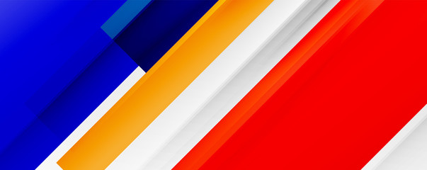 Geometric abstract backgrounds with shadow lines, modern forms, rectangles, squares and fluid gradients. Bright colorful stripes cool backdrops