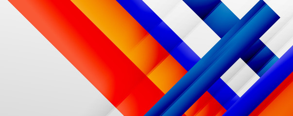 Geometric abstract backgrounds with shadow lines, modern forms, rectangles, squares and fluid gradients. Bright colorful stripes cool backdrops