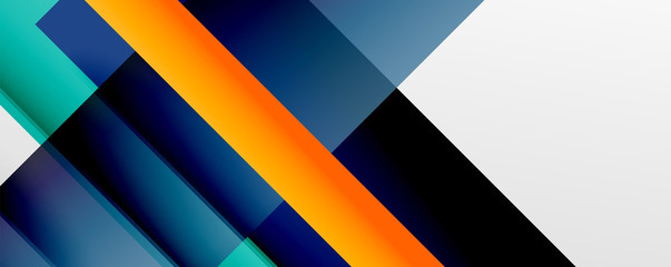 Geometric abstract backgrounds with shadow lines, modern forms, rectangles, squares and fluid gradients. Bright colorful stripes cool backdrops