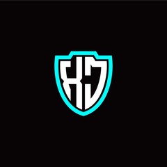 Initial X J letter with shield modern style logo template vector
