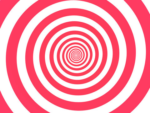 Red spiral background. Swirl, circular shape on white background.