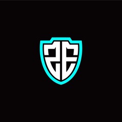 Initial Z E letter with shield modern style logo template vector