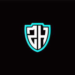 Initial Z H letter with shield modern style logo template vector