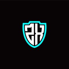 Initial Z X letter with shield modern style logo template vector