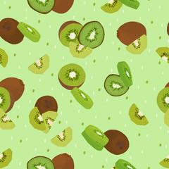 Kiwi vector. Repeating cute fruits. Timeless background. Trendy summer background. Vector bright print for fabric or wallpaper.