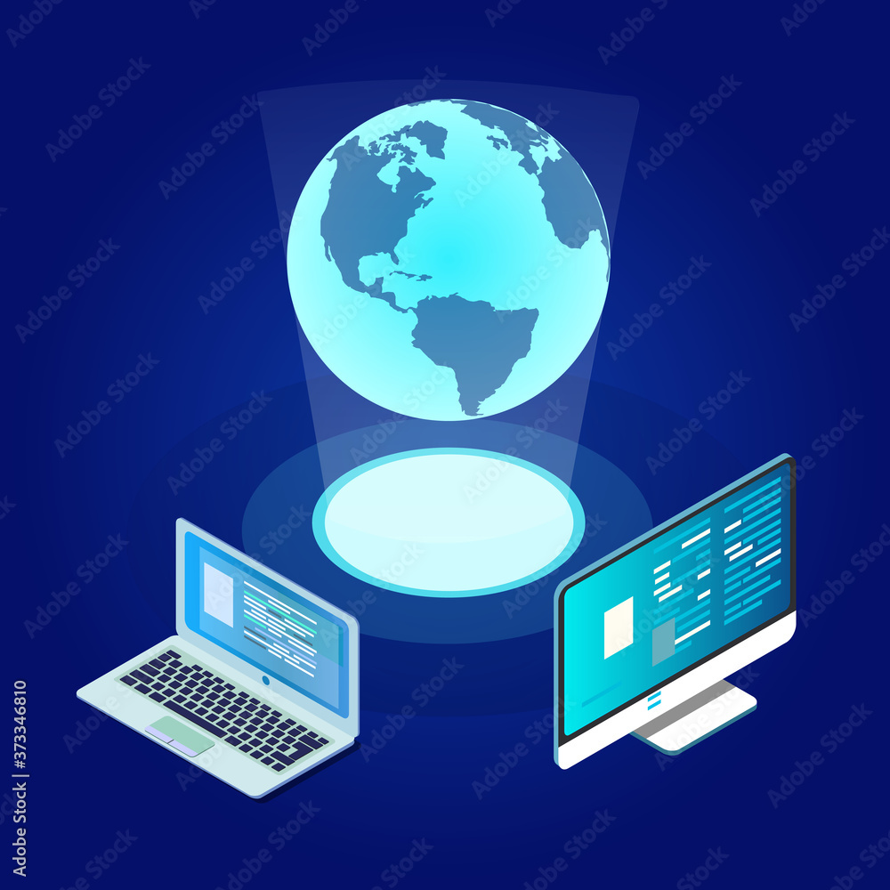 Poster global communication internet network around the planet. network and data exchange over planet. conn